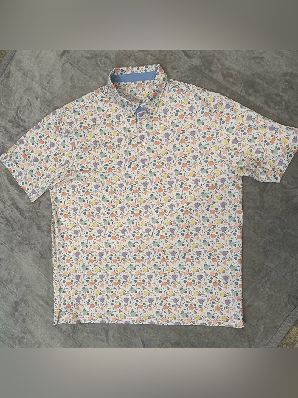 Southern Shirt Co. Mens XL White Multicolor Pickleball Graphic Print Polo SS